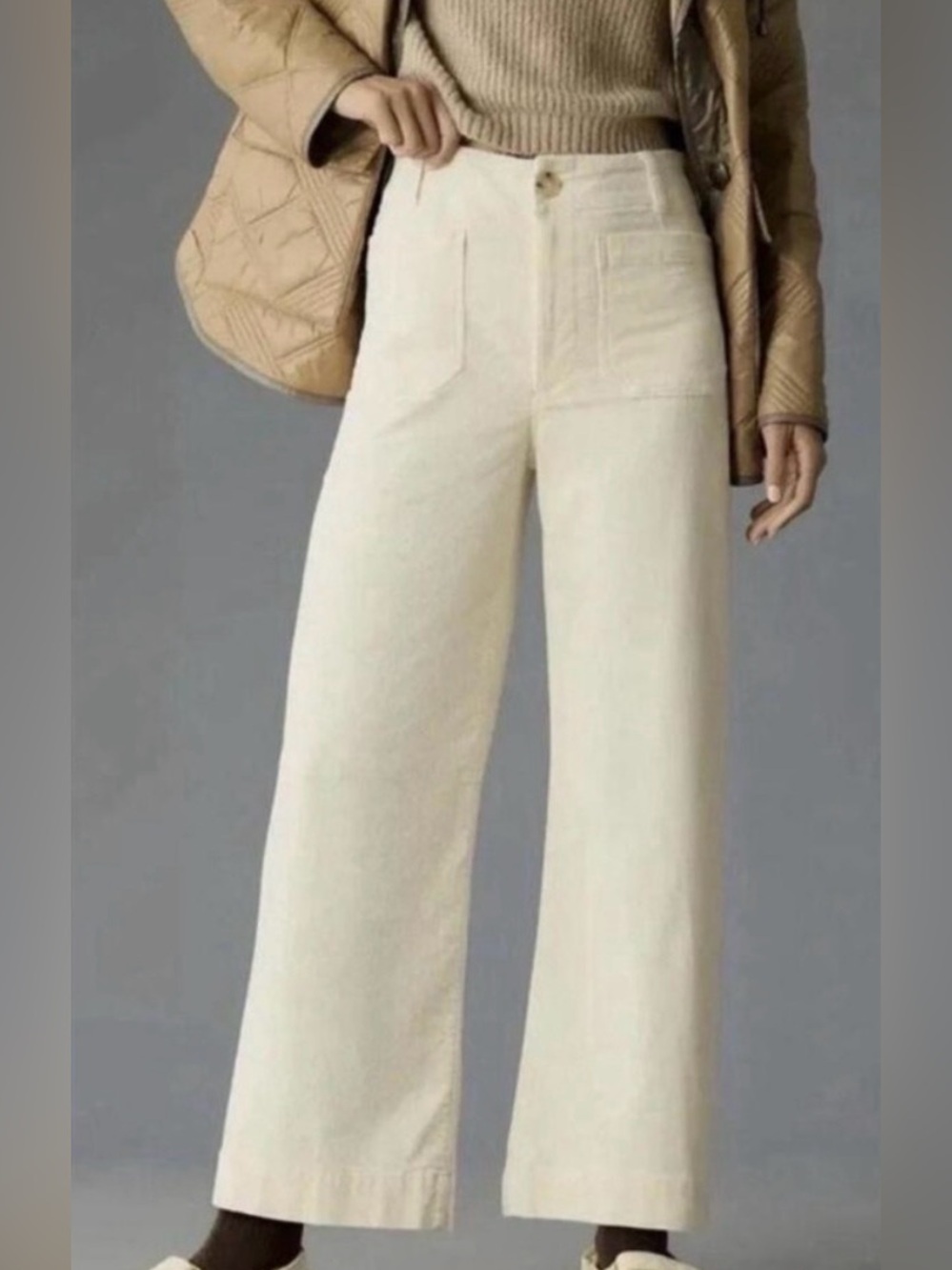 Maeve The Collette Cream Wide Leg High-Rise Jeans